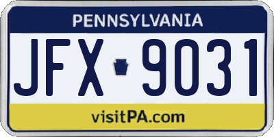PA license plate JFX9031
