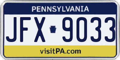 PA license plate JFX9033
