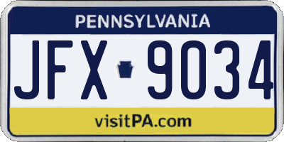 PA license plate JFX9034