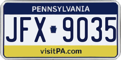PA license plate JFX9035