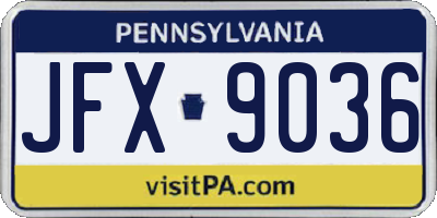PA license plate JFX9036