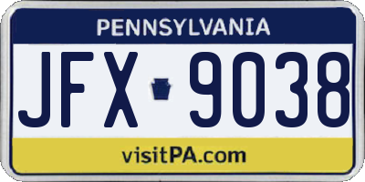 PA license plate JFX9038