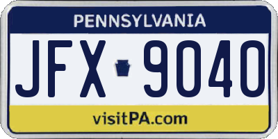 PA license plate JFX9040