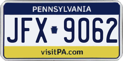 PA license plate JFX9062