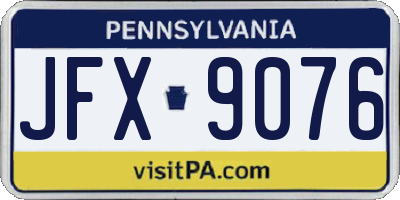 PA license plate JFX9076