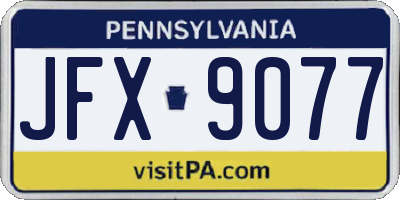 PA license plate JFX9077