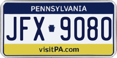 PA license plate JFX9080