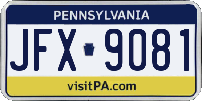 PA license plate JFX9081