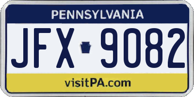 PA license plate JFX9082