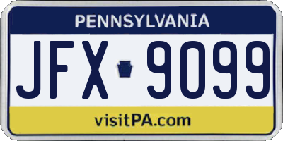 PA license plate JFX9099