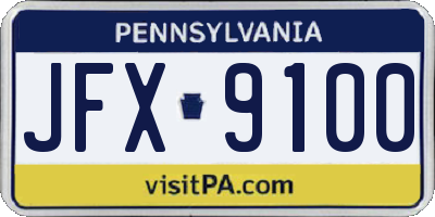 PA license plate JFX9100