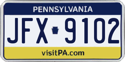 PA license plate JFX9102