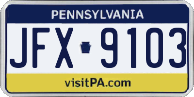 PA license plate JFX9103