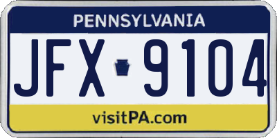 PA license plate JFX9104