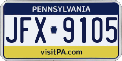 PA license plate JFX9105