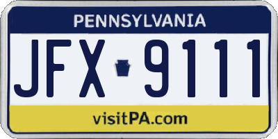 PA license plate JFX9111