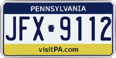 PA license plate JFX9112