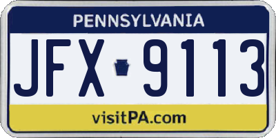 PA license plate JFX9113