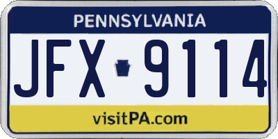PA license plate JFX9114