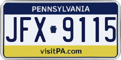 PA license plate JFX9115