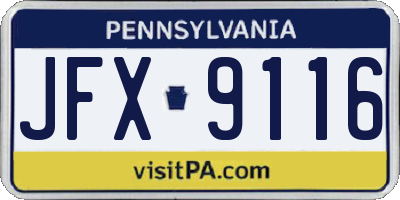 PA license plate JFX9116