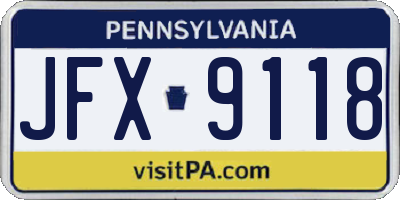 PA license plate JFX9118