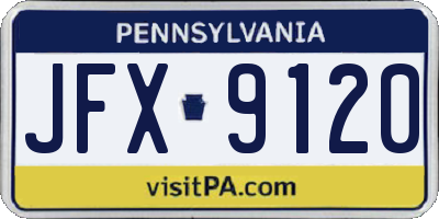 PA license plate JFX9120