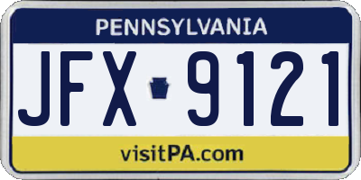 PA license plate JFX9121