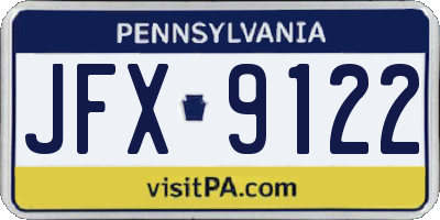 PA license plate JFX9122