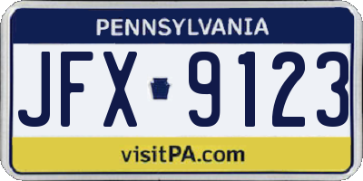 PA license plate JFX9123