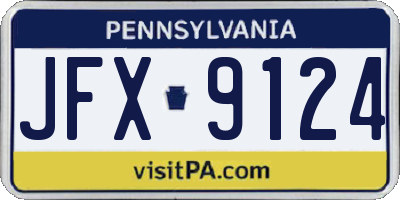 PA license plate JFX9124