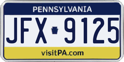 PA license plate JFX9125