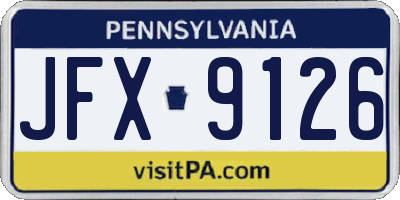 PA license plate JFX9126