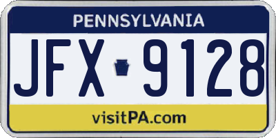 PA license plate JFX9128