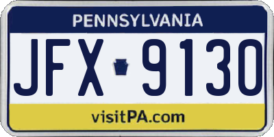 PA license plate JFX9130