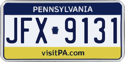 PA license plate JFX9131