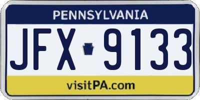 PA license plate JFX9133