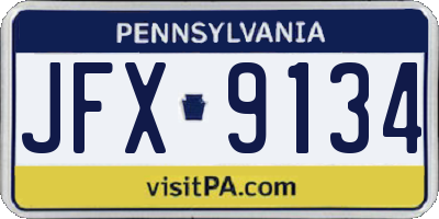 PA license plate JFX9134