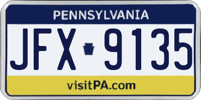 PA license plate JFX9135