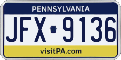 PA license plate JFX9136