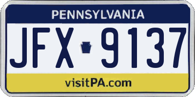 PA license plate JFX9137