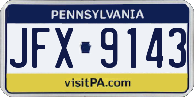 PA license plate JFX9143