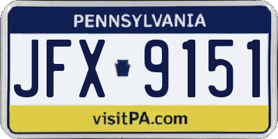 PA license plate JFX9151