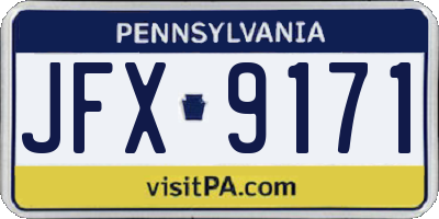 PA license plate JFX9171