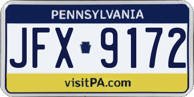 PA license plate JFX9172