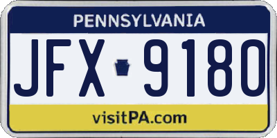 PA license plate JFX9180