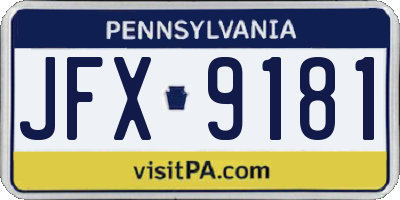 PA license plate JFX9181
