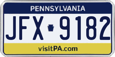 PA license plate JFX9182