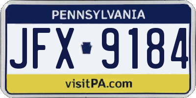 PA license plate JFX9184
