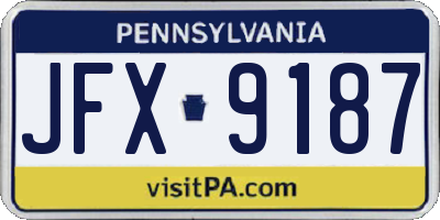 PA license plate JFX9187